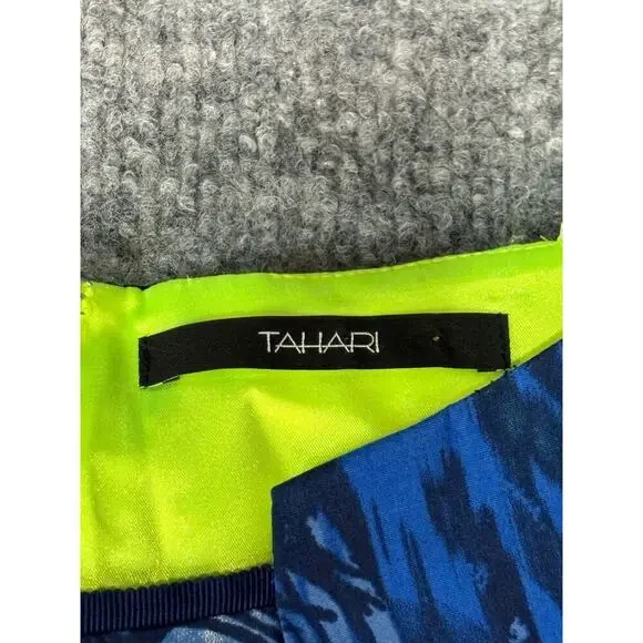 Tahari Sheath Dress Blue Black White Print 97% Cotton Women’s Size Small / 4 - Picture 4 of 5